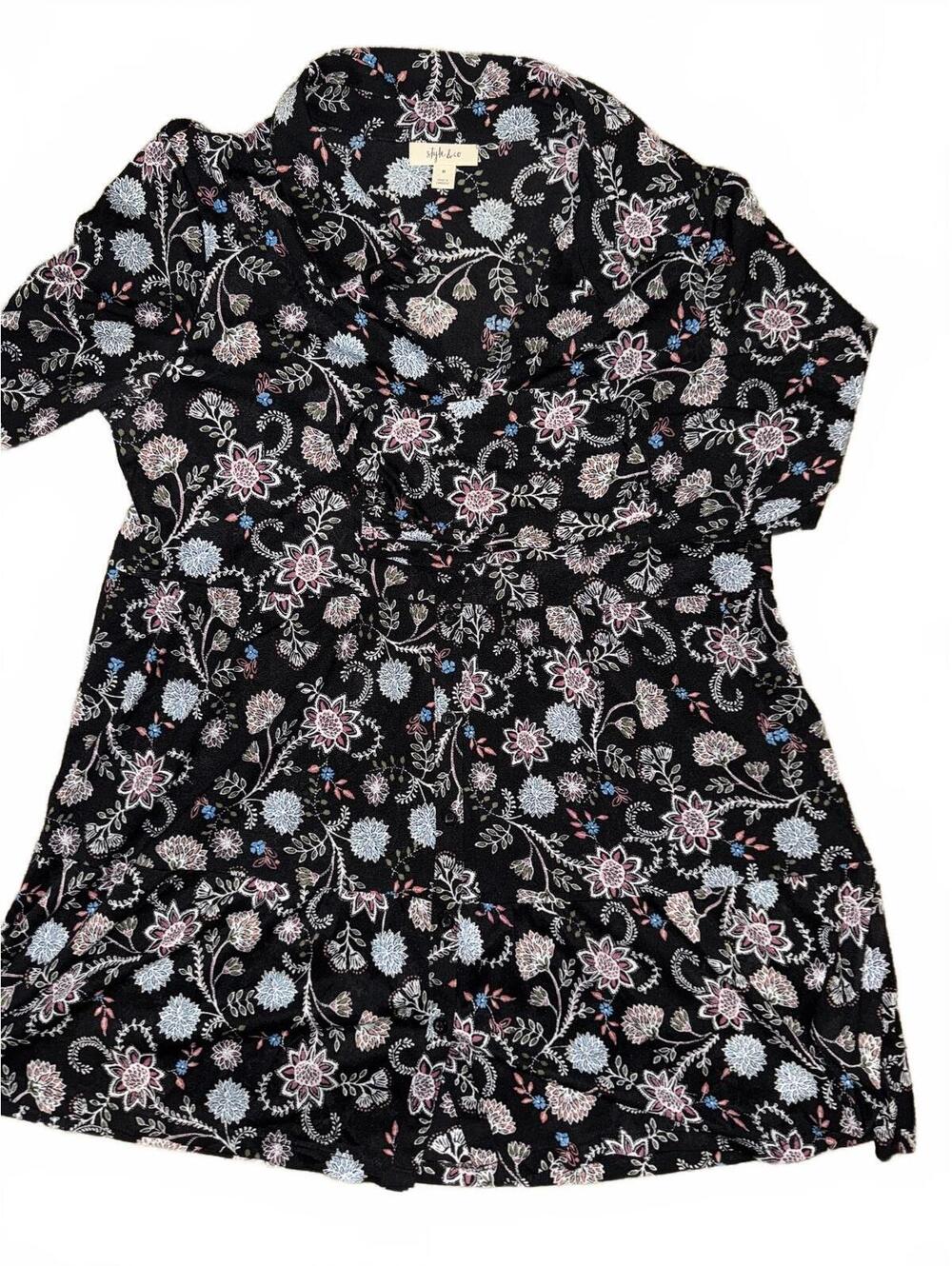 Women's Style & Co Long Sleeve Floral Blouse Size Medium